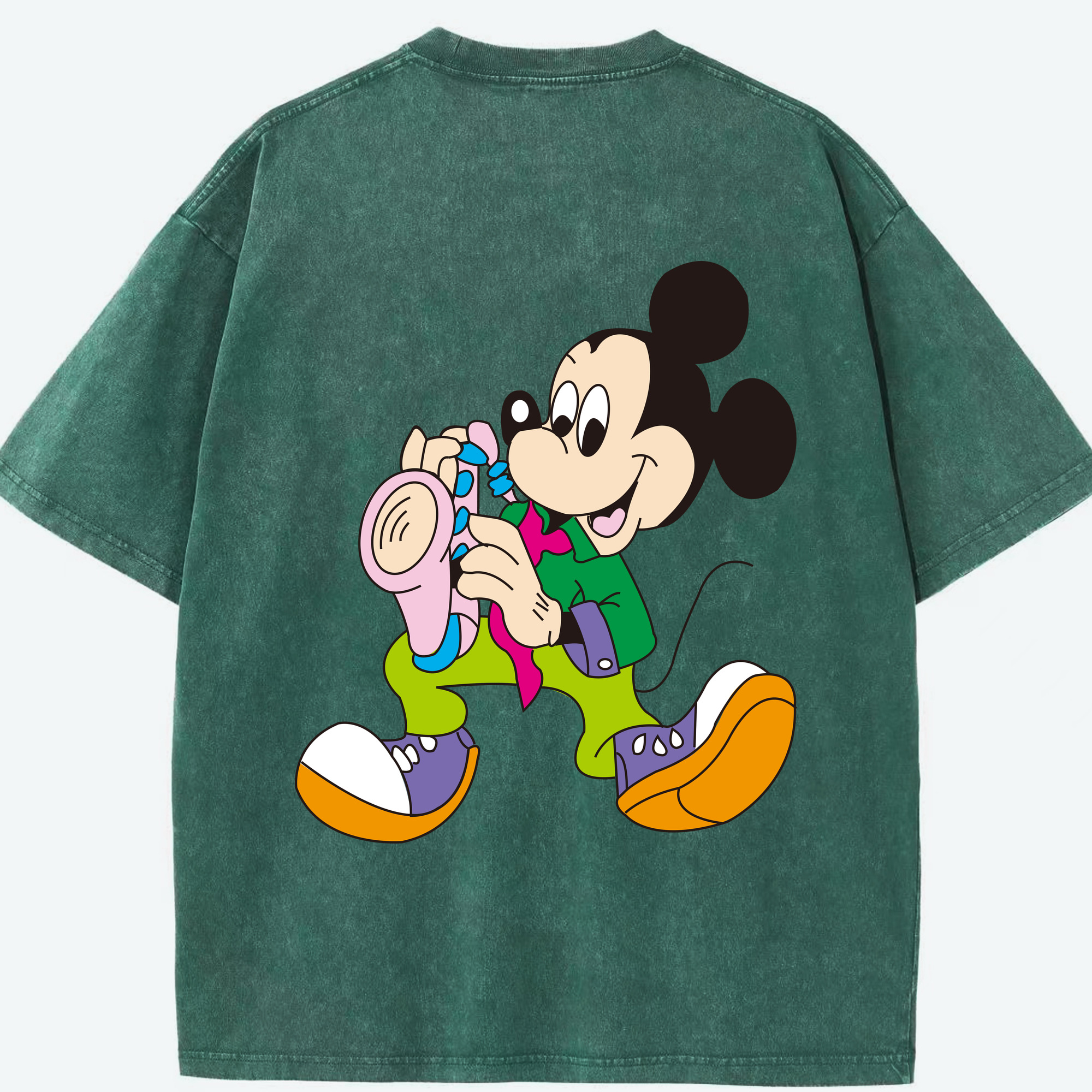 （画像用） ミッキーマウス Mickey Mouse 綿100% ヴィンテージ風 半袖Tシャツ（背面プリント）